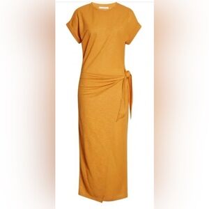 BOSS ELYSIDA FAUX WRAP T-SHIRT DRESS IN LEMONADE